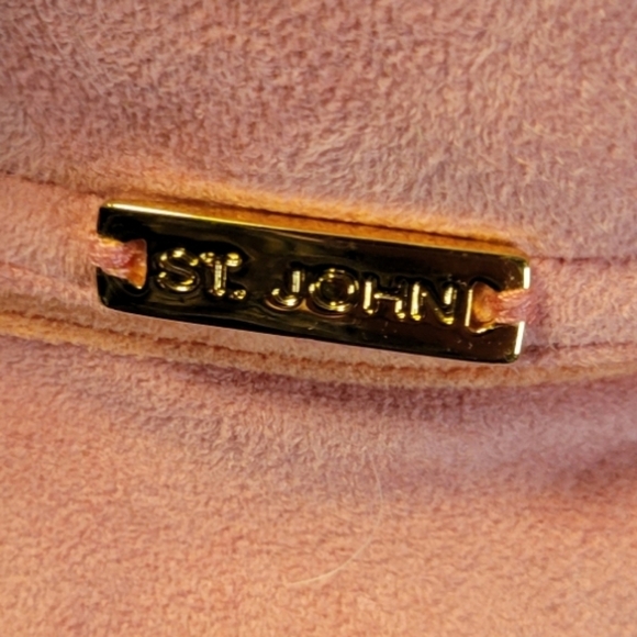 VTG St John Sport by Marie Faux Suede Button Jacket Gold Hardware Pink Orange - Picture 4 of 12